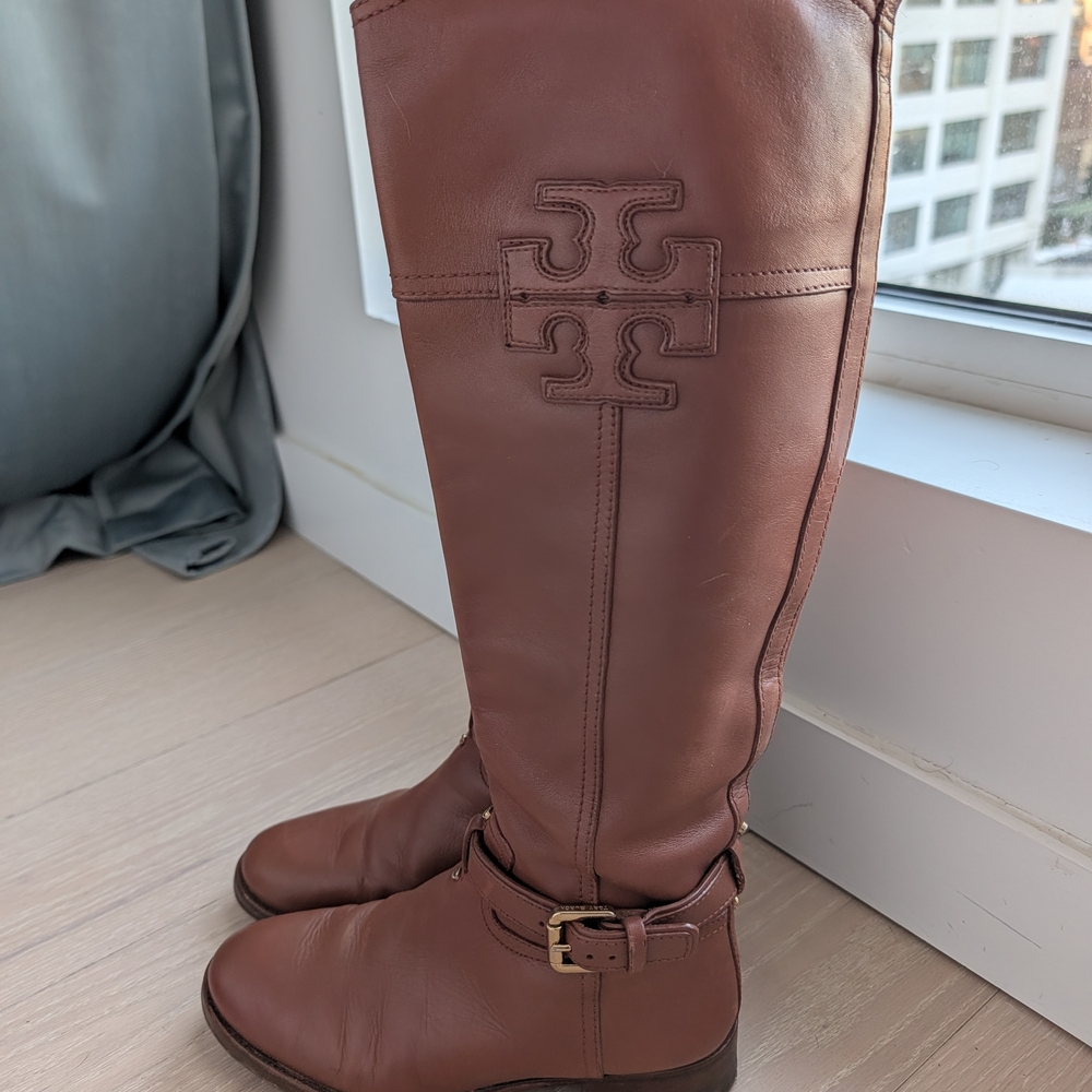 Tory Burch Brown Leather Riding Boots